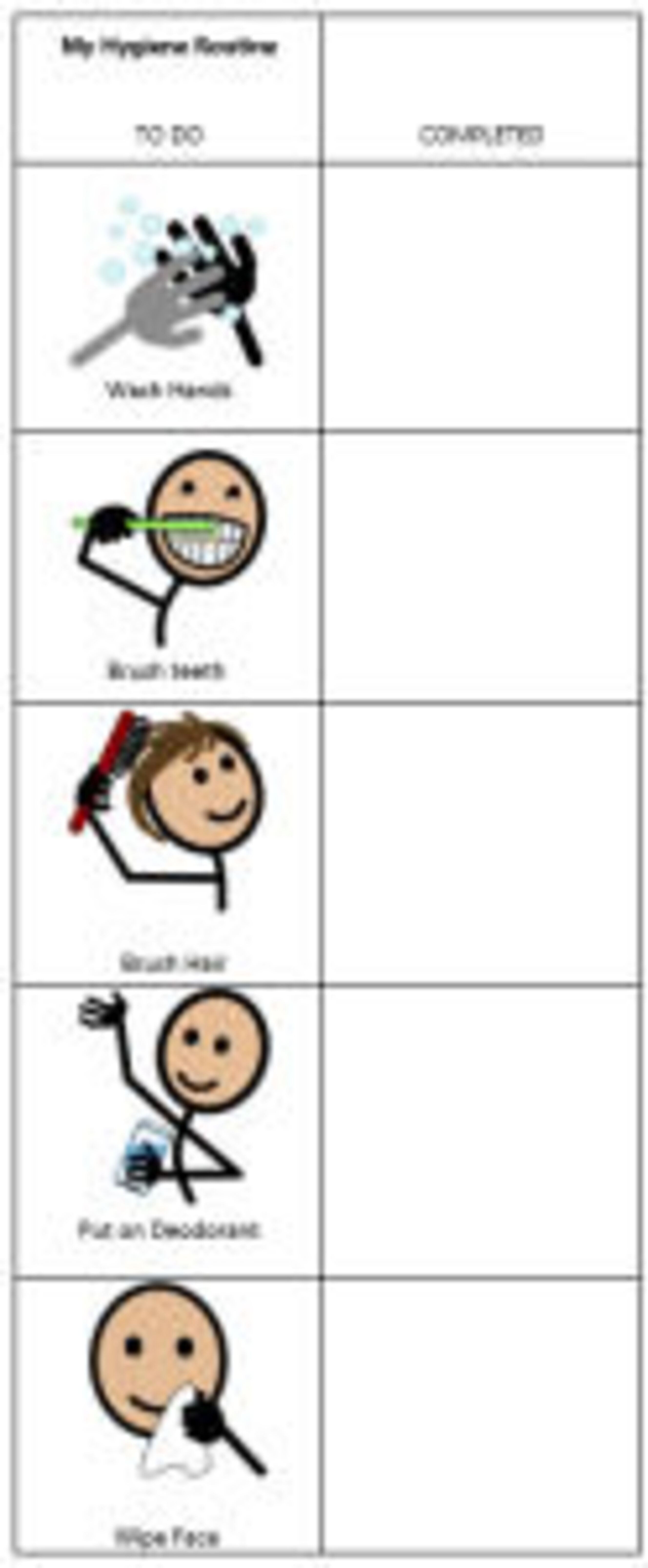 Hygiene routine visual schedule 124x300